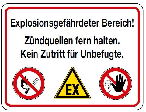Abb. 25 Explosionsgefhrdete Bereiche sind durch Warnzeichen und Verbotszeichen gekennzeichnet