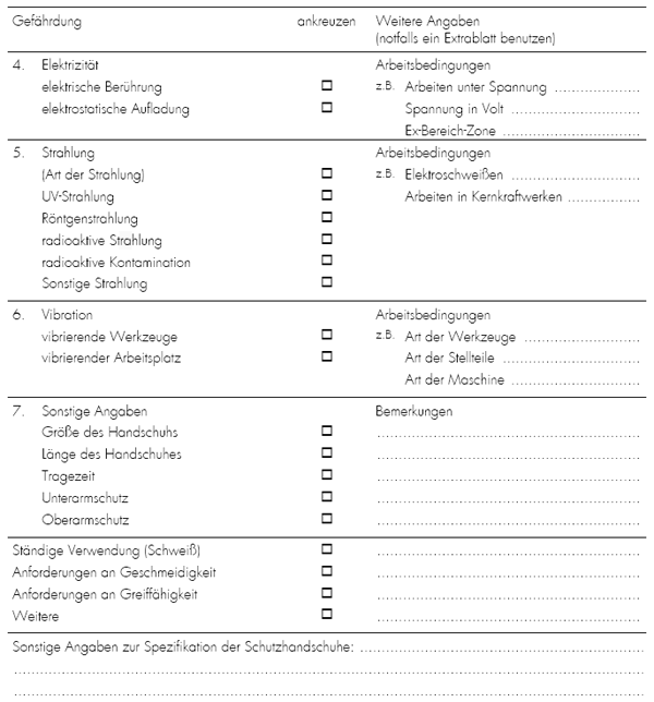 formular: muster - checkliste fr schutzhandschuhe