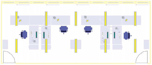 Gruppenbro mit CAD-Arbeitspltzen - Leuchtenplan